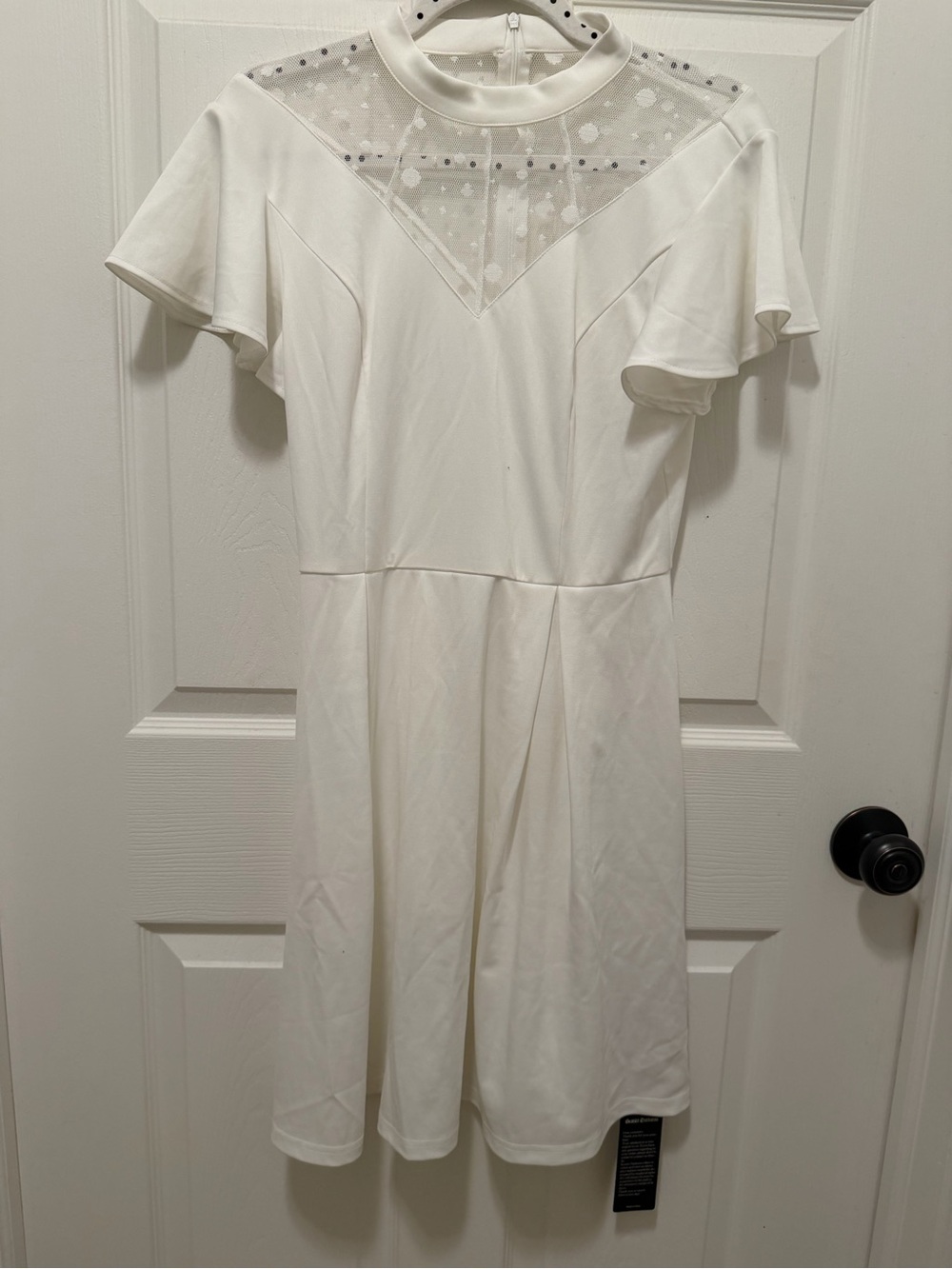 White Mesh A-Line Mini Dress